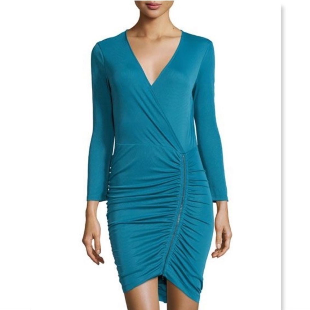BCBGMaxazria Dalton Zip Front Jersey Dress in Seagreen Size XS